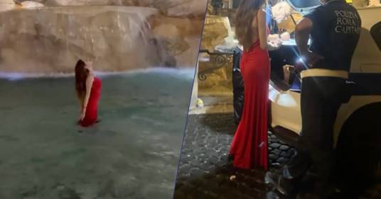 Una modella di OnlyFans è stata multata per aver fatto il bagno nella Fontana di Trevi: il video