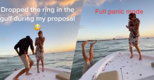 La proposta di matrimonio è un disastro e l’anello cade in mare: ecco il video