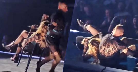 Madonna cade per colpa di un ballerino durante il concerto: ecco la sua reazione