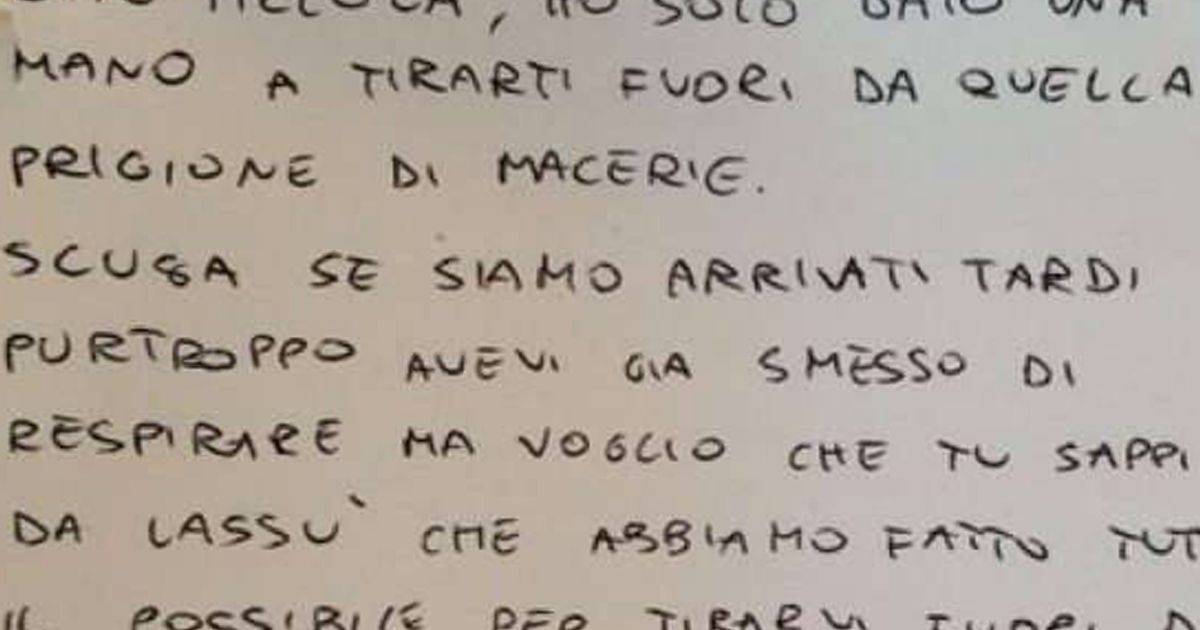 La commovente lettera del vigile del fuoco Andrea per la piccola