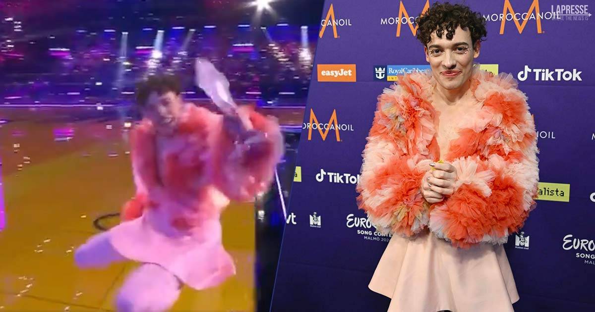 Eurovision Song Contest dopo la vittoria Nemo rompe il trofeo ecco il video