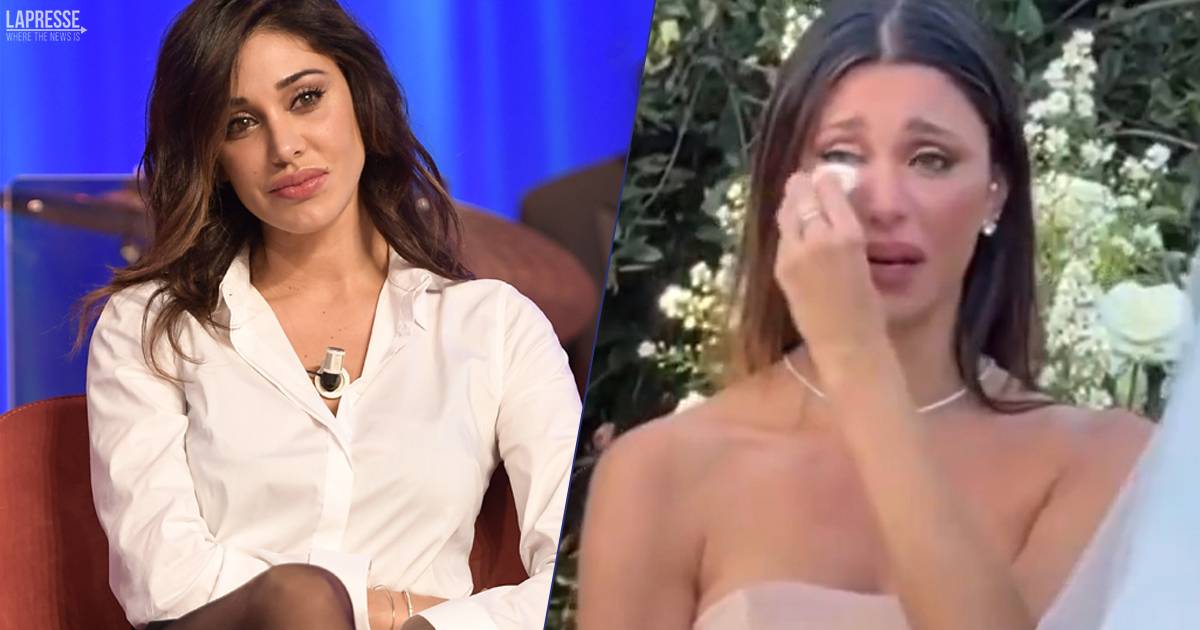 Belen Rodriguez in lacrime al matrimonio della sorella Cecilia il video