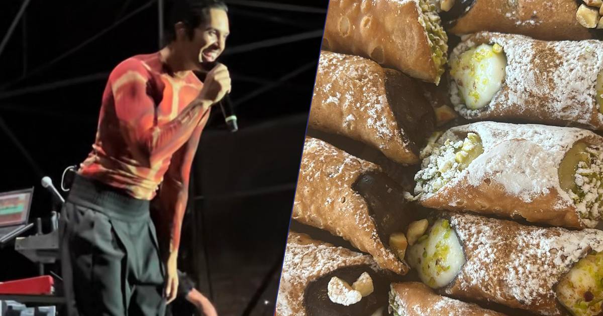 Mahmood al concerto in Sicilia gli regalano un vassoio di cannoli la sua reazione dal palco  bellissima