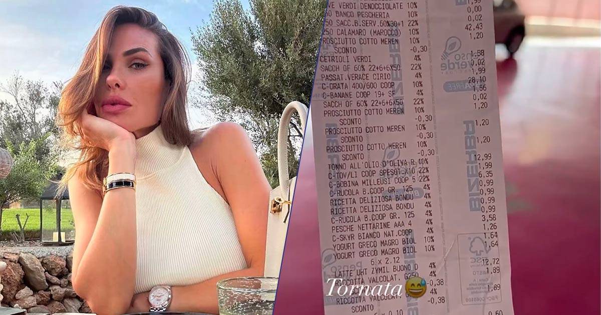 Ilary Blasi mostra lo scontrino della prima spesa al supermercato dopo le vacanze scoppia la polemica 