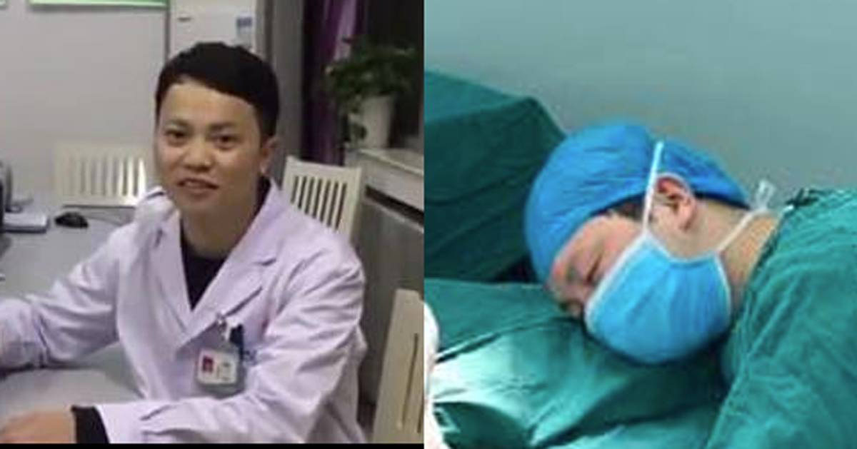 Dopo sei operazioni di fila il chirurgo si addormenta tenendo il braccio del paziente