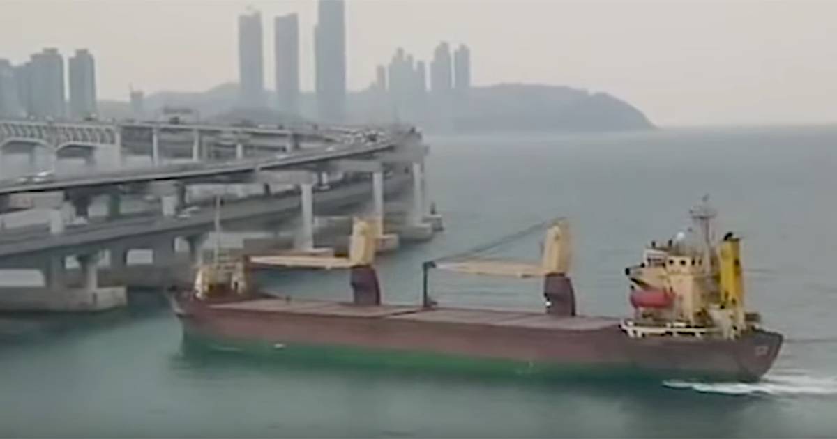 Il capitano  ubriaco il cargo russo sbatte contro il ponte in Corea del sud