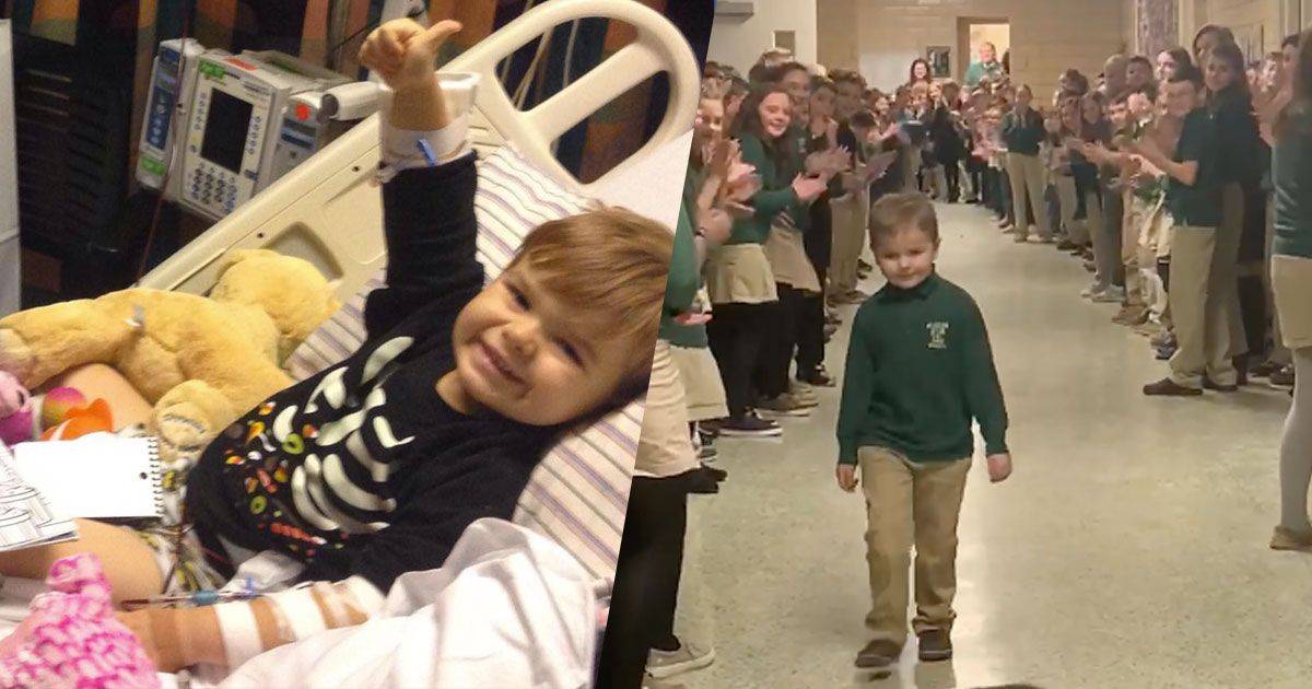  Il bimbo torna a scuola dopo lultima chemio il video  commovente