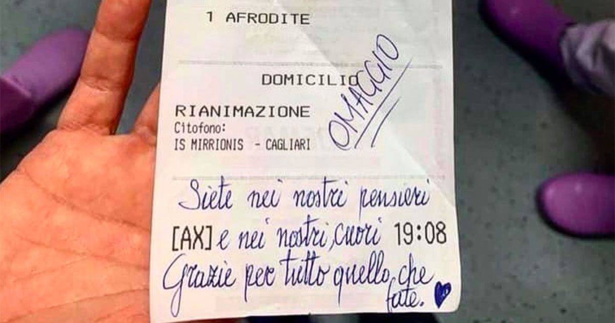 A Cagliari i dottori dellospedale ordinano la pizza lo scontrino  da applausi