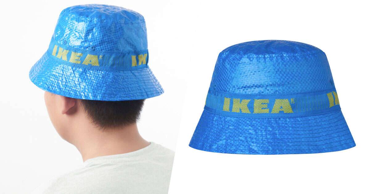 Il cappello Ikea realizzato con il materiale delle sue borse
