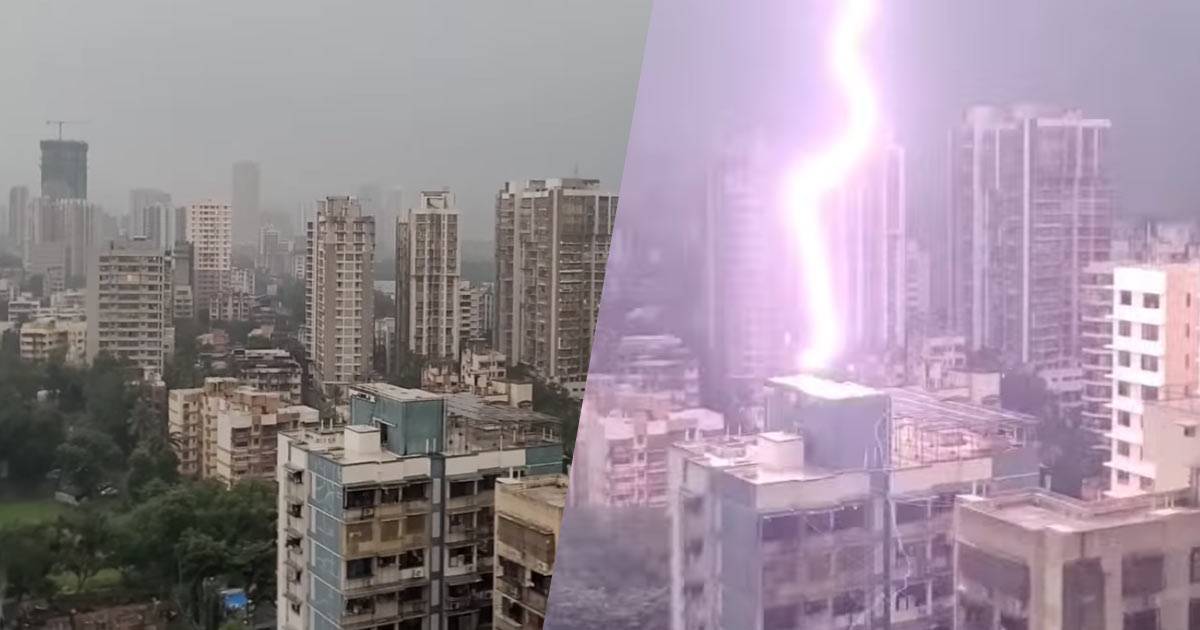 Un fulmine squarcia il cielo e colpisce un palazzo a Mumbai: le incredibili immagini diventano virali
