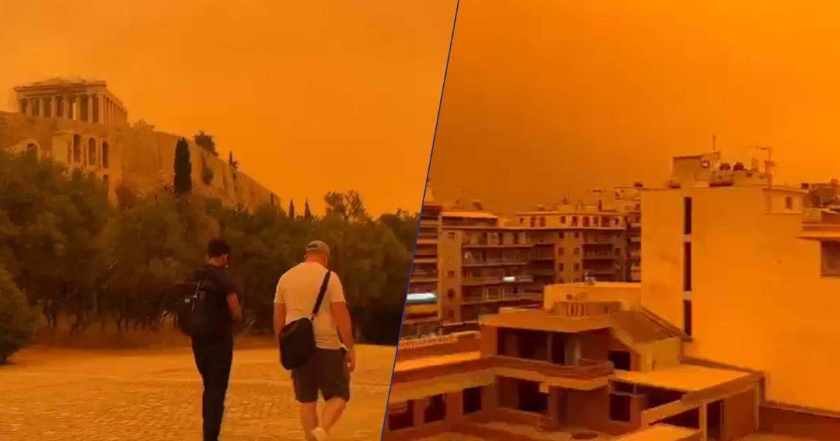 Atene polvere sahariana colora il cielo completamente di arancione il video  incredibile